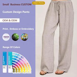 Tianmanni — <span class=keywords><strong>pantalon</strong></span> taille haute pour femme, évasé, en lin, à jambes larges, collection 100% - Product Image 4