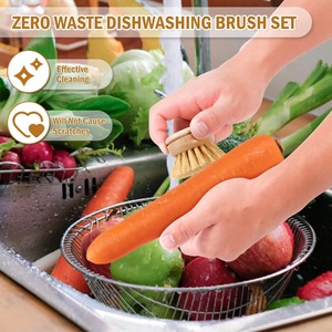 Cepillo para Platos de Cocina de Bambú Natural, Herramienta de Limpieza Ecológica con Cabezal de Cepillo para Lavar Ollas y Estufas - Product Image 2