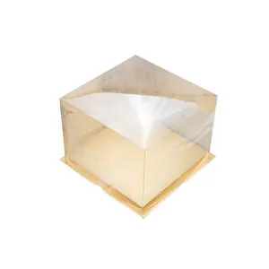 IMEE White Gold Blue Black Transparent Full Clear Top 6" 8" 10" 12" Square Birthday PET Plastic Cake Box