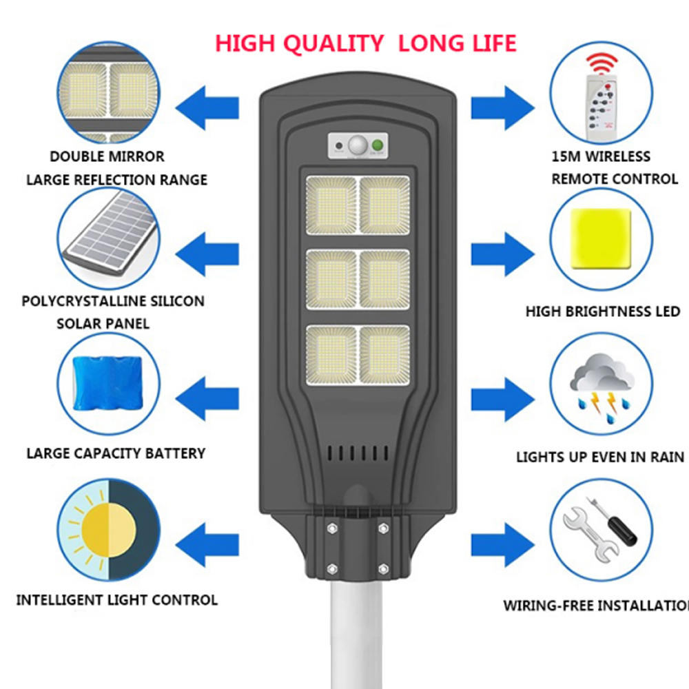 Impermeable al aire libre IP65 lámpara de energía solar todo en uno integrada LED Luz de calle Solar