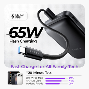 LISEN 65W PD Power Bank Qi2 25W Chargeur Magnétique Rapide Portable 10000mAh <span class=keywords><strong>Batterie</strong></span> <span class=keywords><strong>Externe</strong></span> pour <span class=keywords><strong>iPhone</strong></span> 17 Pro Voyage d'Affaires - Product Image 4