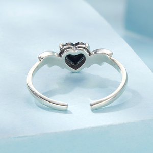 Pavé de Plata de Ley 925 con ajuste CZ, accesorio de moda de plata oxidada, joyería, alas de SCR1105-E, anillo de dedo medio - Product Image 4
