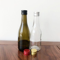 Bouteille de vin en verre ambré ronde vide de 187 ml avec bouchon noir, logo personnalisé