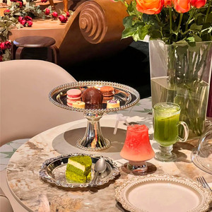 Plateau de luxe en métal argenté pour fruits et desserts, présentoir à gâteaux pour pâtisserie, fête, décoration de mariage - Product Image 6