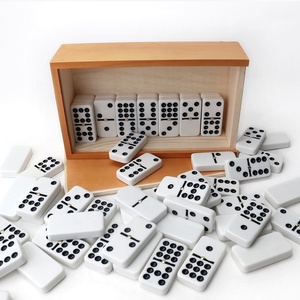 Set domino bianco personalizzato all'ingrosso double de 9 nine con confezione a punto nero in una scatola di legno sfusa per adulti gioco divertente per bambini - Product Image 3