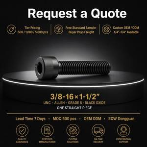 UNC Allen Head <strong>Bolt</strong> 1/4 5/16 3/8 1/2 5/8 3/4 Inch Hex Socket Cap Screw ASME B18.3 Grade 8 Black Oxide US Standard - Product Image 6