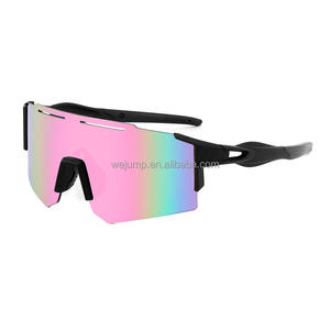 WEJUMP Lunettes de sport personnalisées pour l'extérieur, cyclisme, coupe-vent, lunettes de soleil anti-UV, verres rouges argentés roses et gris, lunettes de sécurité - Product Image 4