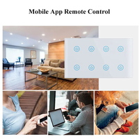 Interruptor de Luz Inteligente Táctil de Pared con Monitor de Energía, Control Remoto WiFi Tuya Alexa, Panel de 8 Interruptores de 147mm