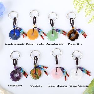 Vente flash - Porte-clés en cristal naturel - 7 perles de chakra - Quartz rose - Pierre de guérison Reiki - Cadeau de collection - Product Image 4