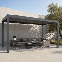 Pergola motorisée intelligente en aluminium avec capteur extérieur, stores orientables, protection automatique contre la pluie et écran pour piscine et balcon, utilisation écologique