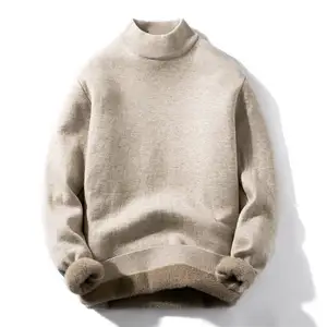 Winter Knitwear Half Turtleneck Thick Warm Knitted Long Sleeve Men's Rib Pullover Knitting Sweater