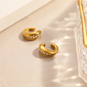 <b>Cuff</b> <b>Earrings</b> U Shaped 18k Gold Plated Diamond Channel Setting Ear Cartilage Clips - Product Image 4