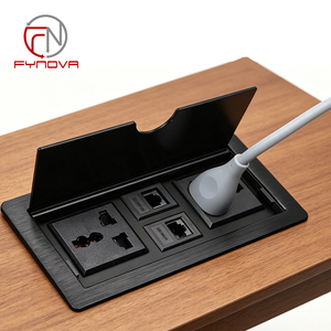 Prise de courant universelle personnalisée pour bureau, prise escamotable encastrée, connexion de câble RJ45 EU, pour table de conférence - Product Image 1