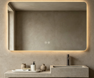 Minimalist Rectangular Glass LED Bathroom Mirror <b>with</b> Touch <b>Switch</b> <b>Wall</b>-Mounted Aluminum Frame Adjustable <b>Lighting</b> Eco-Friendly - Product Image 2