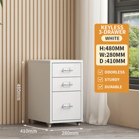 Meuble de rangement métallique à trois tiroirs avec serrure, meuble de classement sous bureau, mobilier de bureau pour l'école et la maison