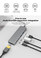 Hub USB C 5 en 1 H09C con Salida de Video 4K, 100W PD, HDTV, 4 Puertos USB 3.0 y Entrega de Energía de 100W PD para Laptop PC Lenovo