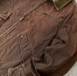 LOGOTIPO personalizado de alta calidad, chaqueta de lona de pato de gran tamaño lavada Vintage auténtica para hombre, cremallera, peso pesado, artículos de trabajo usados antiguos, Unisex - Product Image 5