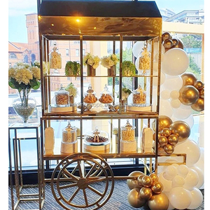 Wedding Party Garden Decoration <strong>Flower</strong> <strong>Display</strong> Stainless Steel Candy Cart Gold Candy Cart <strong>Display</strong> - Product Image 1
