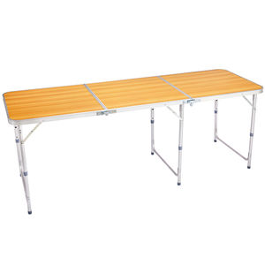 Wood Grain <b>Outdoor</b> Folding <b>Table</b> Aluminum Alloy Rectangular - Product Image 2