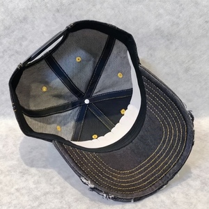 Custom Vintage Distressed Baseball <b>Cap</b>, Black Washed Denim Trucker Hat with Embroidery, Adjustable Snapback Hat for Men <b>Women</b> - Product Image 5