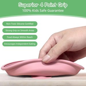 Assiettes à ventouse pour bébé en acier inoxydable avec couvercle en silicone amovible, bol en métal divisé pour enfants - Product Image 4