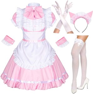 Nouveau style Anime japonais Cosplay <span class=keywords><strong>Sissy</strong></span>, Ensemble de costume de demoiselle d'honneur Lolita classique et mignon avec tablier fantaisie, Chaussettes, Vêtements de personnage en polyester - Product Image 1