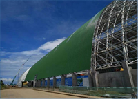 Hangar de stockage de charbon à structure en acier à grande portée sur mesure, hangar industriel préfabriqué à toit en dôme pour centrale électrique et mine de charbon
