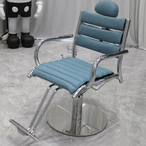 Fauteuil de Barbier Hydraulique Moderne, Revêtement Vert, Chaise de Coiffure avec Base Métallique pour Salon de Beauté - Product Image 2