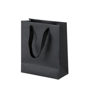 Custom Logo Small Gold And Black Kraft Paper Shopping Luxury Paper Bag With Handle