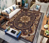 Tapis de salon bohème floral de luxe imprimé en 3D fabriqué à la machine, écologique, résistant aux taches, adapté aux animaux domestiques, en polyester