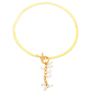 Collana in acciaio inox Licai stile barocco corte collana con frange di perle retrò geometrico serpente con catena a catena - Product Image 5