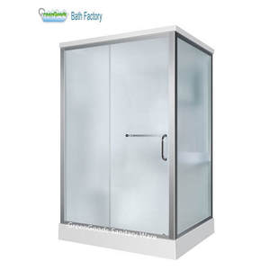 Puerta de vidrio templado para baño, carcasa de ducha de perfil con marco blanco, con cabezal, económica, nuevo diseño - Product Image 1