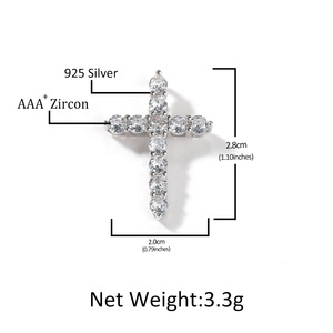 Gioielli di moda semplice ciondolo croce 925 in <span class=keywords><strong>argento</strong></span> Sterling ciondolo con scatola <span class=keywords><strong>sottile</strong></span> catena Hiphop <span class=keywords><strong>collana</strong></span> per le donne uomo - Product Image 2