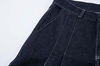 Jeans rétro incurvés pour hommes, pantalon de cimeterre à jambes larges, jeans hip hop, rock, plissé, longueur au sol, pantalon pour hommes