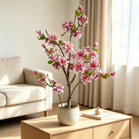 Pohon Magnolia Buatan 100cm Daun Hijau Palsu Tanaman Pot Bunga Pohon Bonsai Palsu untuk Dekorasi Rumah