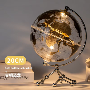 Globe terrestre rotund de 20 cm en métal de luxe avec lumière chaude lumineuse pour la décoration intérieure du salon, du bureau et de la maison Xuan - Product Image 3