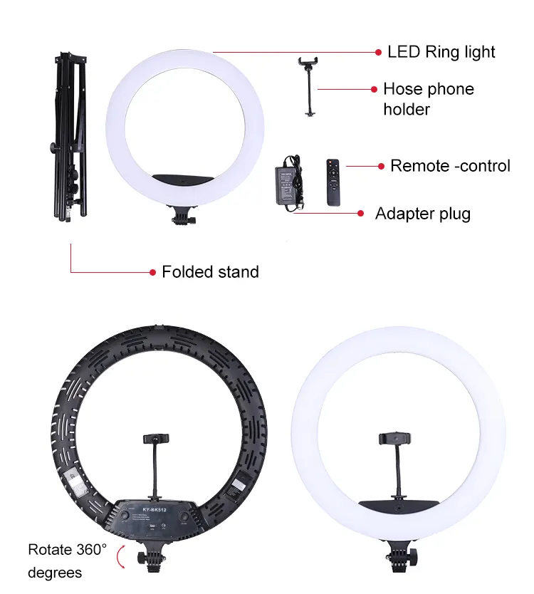 Ring light con treppiede illuminazione fotografica 22 pollici beauty lamp selfie led ring light