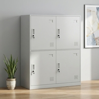 Casier de rangement moderne en acier, options multicolores, ignifuge, écologique, durable, armoire métallique à 4 portes pour école, gymnase, dortoir