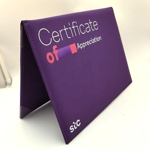 Certificat scolaire <span class=keywords><strong>personnalisé</strong></span> en cuir PU violet A4 avec impression couleur du logo - Product Image 2