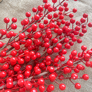 ZhiXia, venta al por mayor, materiales de espuma y plástico, fruta roja, ramas de arándanos, flor, decoración navideña para el hogar - Product Image 5