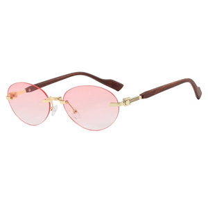Unisex Frameless Cut Edge Oval <b>Sunglasses</b> Fashion Street Style UV400 Protection - Product Image 5