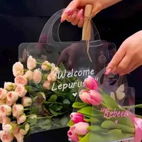 Sacs à main super transparents sacs de fleuriste nouveau matériau acrylique transparent emballage de fleurs PET matériel floral sac de fleurs pour bouquets