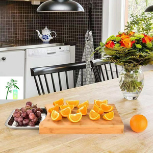 <b>Bamboo</b> Cutting Board With Storage Tray Rectangle Kitchen Chopping Block For Food Prep - Product Image 2