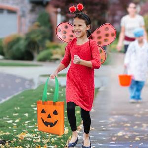Eco Friendly <b>Lantern</b> Candy Party Toy Gift Reusable Kid's Orange Non-Woven Tote Halloween Pumpkin Bag - Product Image 4