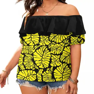 Camicette con volant di fiori tropicali hawaiani camicette Casual con maniche a sbuffo con spalle scoperte camicie in Chiffon Vestidos Elegantes Para Mujer