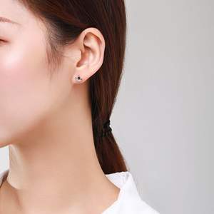 Customizable copper version Minimalist S925 Sterling <b>Silver</b> Round Cut Zirconia <b>Crown</b> Earrings for Women Valentine's Day Gift - Product Image 4