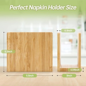 Dispenser Vertical Napkin Holder Natural Strong Waterproof Bamboo Wood Napkin Holder Freestanding Table <b>Top</b> Tissue - Product Image 5
