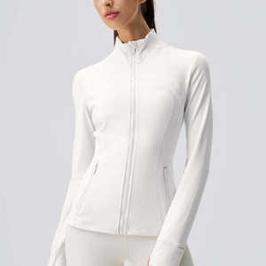 Gold <b>Zipper</b> <b>Women</b> Seamless Breathable Nylon Spandex Workout Yoga <b>Jackets</b> Quick Dry Stand Neck Gym <b>Jacket</b> - Product Image 3