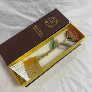 Idea regalo per San Valentino: <span class=keywords><strong>rosa</strong></span> rossa placcata in oro, vera <span class=keywords><strong>rosa</strong></span> eterna a stelo lungo - Product Image 6