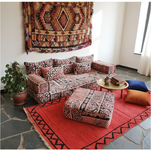 Ensemble de canapé de sol oriental - Éponge en coton de qualité - 200x80x20 cm - Toute couleur est possible. - Product Image 3